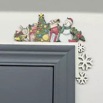 Yousheng Рождественский дверной топпер, украшение Санта-Клауса, дверной угол, верхняя рамка, вывеска, деревянный праздничный домашний декор для рождественской вечеринки E