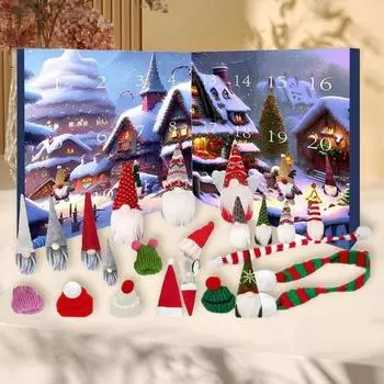 Yousheng Рождественский гном Адвент Календарь 2024 Праздничный обратный отсчет Мягкие куклы Календарь Рождественские гномы Фигурки для домашнего декора 1 Set