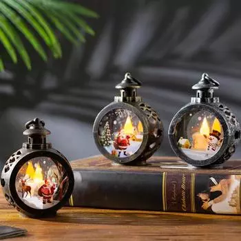 Yousheng Рождественский винтажный ночник на батарейках светодиодный фонарь-свеча загорается Санта-Клаус снеговик лампа настольное украшение для украшения домашней вечеринки Small Snowman белый