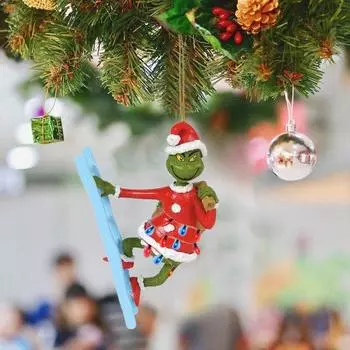 Yousheng Рождественский Зеленый Волосы Эльф Украшения Акриловые Многоразовые Праздничные Украшения Рождественская Елка Зеркало Заднего Вида Автомобиля Подвесной Орнамент Подвеска Товары Для Вечеринок Подарок F