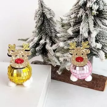 Yousheng Рождественский зеркальный олень подвеска праздничный диско-шар украшение рождественская елка подвесной шар украшение для вечеринки сцена макет серебряный