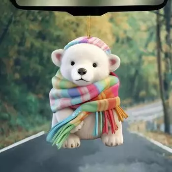 Yousheng Рождественское украшение мультфильм Белый медведь акриловое подвесное украшение 2D плоское зеркало заднего вида подвеска для автомобиля елка наружный внутренний декор