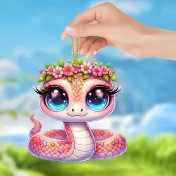 Yousheng розовый цветок змея подвеска акриловая рождественская елка подвесное украшение для автомобиля забавный любитель змей рождественский подарок для зеркал заднего вида автомобиля сумки для окон