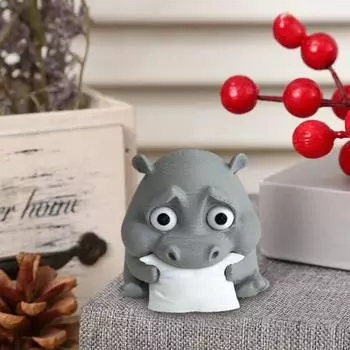 Yousheng Sad Baby Hippo 3D Printed Hippo Ornament Miniature Hippo Figure Настольное коллекционное украшение в виде бегемота для домашнего офиса