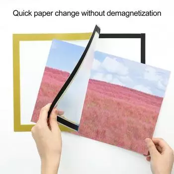 Yousheng Самоклеящаяся рамка Магнитный держатель для фотографий с прозрачной крышкой Настенная рамка для постеров и документов A4 золотистый