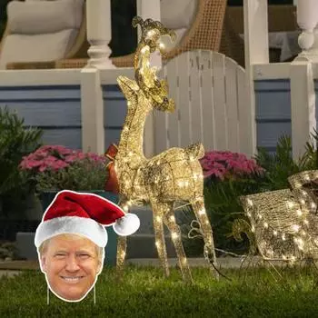 Yousheng Санта-Клауса Трамп Знак Рождественский знак 2024 года на дворе с президентом H Stake Трампом Голова Уличный декор для сада на лужайке во дворе красный