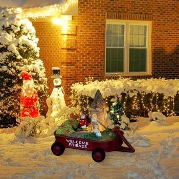 Yousheng Санта статуэтка Солнечный свет мультфильм Санта Клаус Кролик скульптура декоративная подсветка дом тележка садовая статуя для уличной клумбы дорожка красный