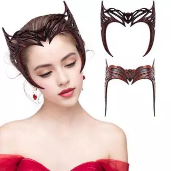 Yousheng Scarlet Witch Crown Superhero Косплей Головной убор Нарядная повязка на голову Аксессуар для костюма на Хэллоуин Рождественская вечеринка 1