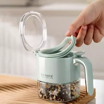 Стеклянная герметичная банка для специй Yousheng, органайзер с крышкой с кнопкой, влагостойкие пустые контейнеры для специй для кухни белый