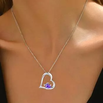 Yousheng Серебряное Сердце Черепаха Ожерелье для Женщин Маленькая Черепаха Кулон Океан Ожерелья Пляжные Украшения Подарок Для Девочек синий