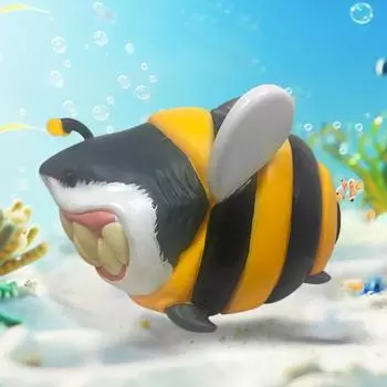 Yousheng Shark Resin Ornament Cartoon Shark Bee Figure Tabletop Decor Collectible Shark Statue for the fireplace, Book shelf desk синий