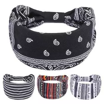 Yousheng широкая эластичная дышащая повязка на голову для йоги женская ретро богемная повязка с принтом кешью и узлом макияж повязка на голову аксессуары для волос