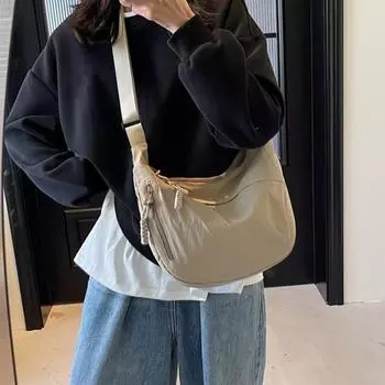 Yousheng Shoulder Bag with Adjustable Strap Zipper Closure Dupling Shape Sling Bag with 2 Outer Pockets And Laptop Compartments Canvas Bag for Travel хаки