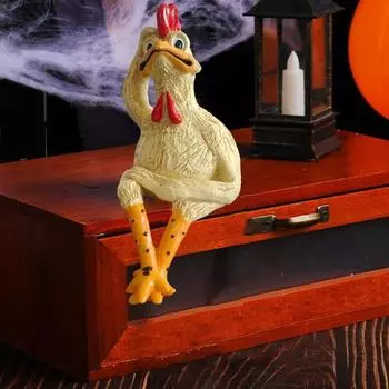Yousheng сидящая цыплёнок фигурка мультфильм желтая статуэтка цыплёнка скульптура смоляная курица животное модель домашний офис книжная полка настольное украшение орнамент A