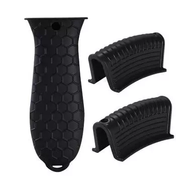 Yousheng Силиконовый держатель для ручки кастрюли, термостойкий чехол для ручки сковороды, нескользящий рукав для чугунной сковороды, для эмалированных сковород-гриль, сковород для жарки, посуды чёрный