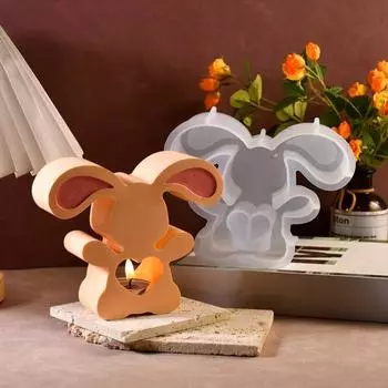 Yousheng силиконовый подсвечник в виде кролика форма пасхальный подсвечник смоляная форма 3D кролик животное эпоксидная литейная форма для домашнего декора своими руками A