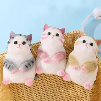 Yousheng Simulation Cat Squeeze Toy Anxiness stress Relief Kitten Pinch Touch Toy Kids Teens Adults Soft TPR Anti-Stress Ball Animal Fidget Toy