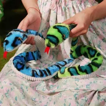 Yousheng Simulation Snake плюшевая игрушка мягкая кукла-животное пушистая милая пятнистая змея декоративная подушка компаньон для домашнего декора S оранжевый