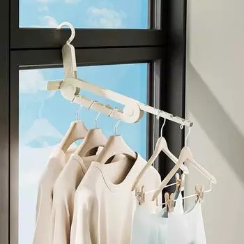 Yousheng Складная сушилка для одежды Противоскользящая портативная с пилообразным разделением Большая несущая способность Деловая поездка Путешествия Вешалки для одежды в общежитии бежевый