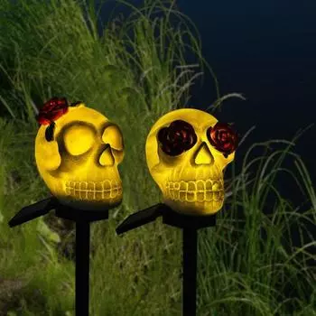 Yousheng Skull Solar Lamp IP65 Водонепроницаемый Автоматическая зарядка Простая установка Страшный Хэллоуин Солнечный Газон Светильник Украшения Вечеринки F