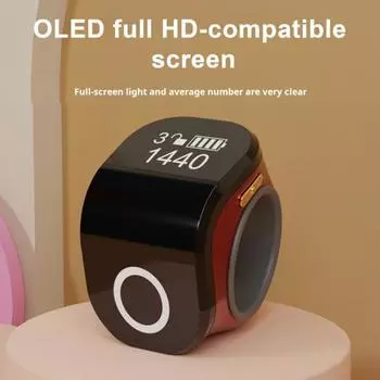 Yousheng Smart Counting Ring с OLED-экраном, регулируемый размер, удобная посадка, мини-размер, напоминание о времени, перезаряжаемое счетное кольцо вино красного