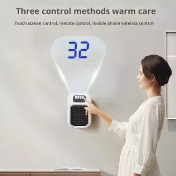 Yousheng Smart Thermostat Heater Электрический обогреватель Широкоугольный воздушный поток Малошумный портативный мини-вентилятор Тепловентилятор Настенный обогреватель EU чёрный