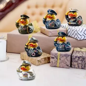 Yousheng смоляная ветеранская дань уважения утка статуэтка салют солдатская форма утка статуя животное скульптура домашний офис книжная полка настольное украшение орнамент A