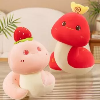 Yousheng Snake Plushie 2025 Год Змеи Плюшевая кукла для китайского Нового года Праздничный талисман Игрушка Символ Удачи Украшение стола S серый