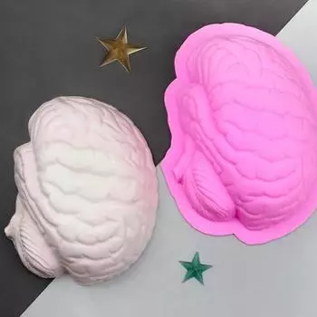 Yousheng Spooky Brain Shape Halloween Cake Mold Силиконовая антипригарная форма для помадки Инструменты для выпечки розовый