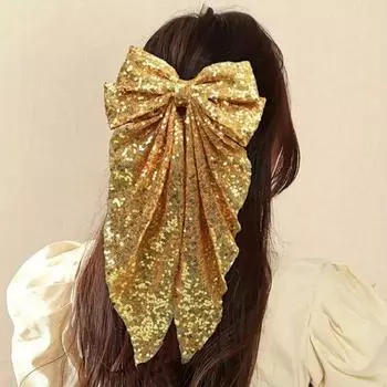 Yousheng Spring Clip Glitter Многослойная заколка для волос с бантом для волос для женщин и девочек, сверкающая большая длинная декоративная заколка для волос зелёный