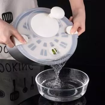 Центрифуга для салата Yousheng из нержавеющей стали с корзиной для слива, противоскользящим основанием, кнопкой остановки, большая сушилка для овощей объемом 5,3 кварты серебряный