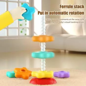 Yousheng Star Stacking Spiral Tower Автоматическая вращающаяся радужная звезда Кольцо Игрушка Мелкая моторика Ранняя образовательная игра-стопка для малышей Мальчики Девочки Подарок