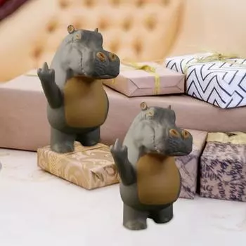 Yousheng стоящая фигурка бегемота 3D-печатная настольная статуэтка бегемота средний палец для книжной полки автомобиля спальня кляп подарок 1pc