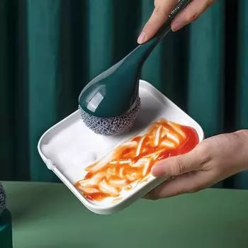 Yousheng Stove Washing Brush Long Handle Replaceable Head Steel Wire Reusable Kitchen Scrub Brush for Bar серый