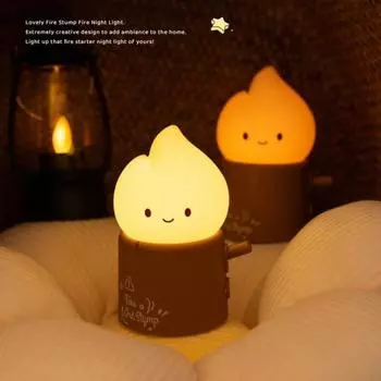 Yousheng Stump Flame Ночной настольный светильник USB перезаряжаемый 2 режима плавная регулировка яркости настольный светильник для дома спальни прикроватный декоративный светодиодный ночник A