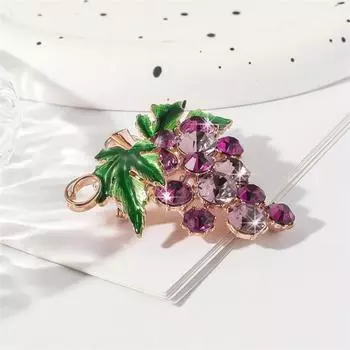 Yousheng Stunning Brooch Pin Shiny Rhinestones Inlaid Grape Shape Pin Collar Coat Badge Dresses Party Evening Attire фиолетовый