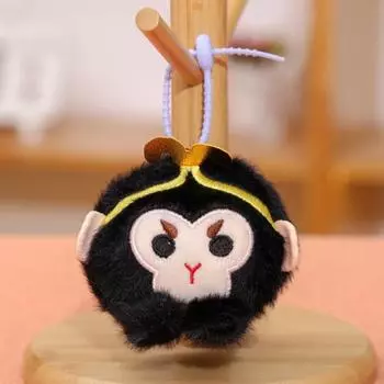 Yousheng Sun Wukong плюшевая кукла-брелок с милым мультяшным дизайном головы обезьяны, плюшевая игрушка «Король обезьян», забавный подарок для мальчиков и девочек чёрный