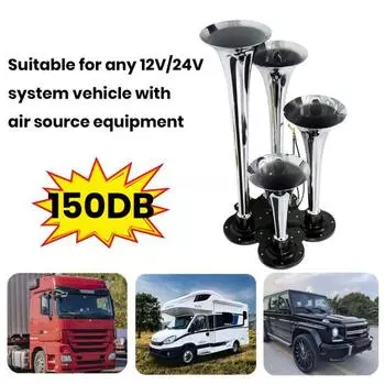 Yousheng супер громкий электропоезд, грузовик, комплект воздушного звукового сигнала, водонепроницаемый, нержавеющий, простая установка, универсальный комплект воздушного звукового сигнала для грузовика, автомобиля, внедорожника чёрный