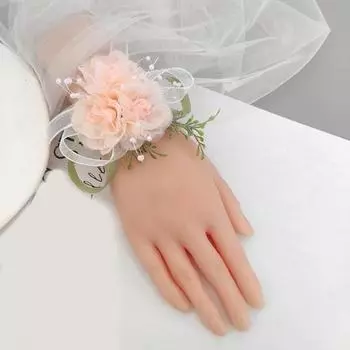 Yousheng Свадебный браслет Лесной стиль Грудной цветок Искусственный перал с кисточкой Лук Поддельный цветочный декор Наручный цветок Свадебная вечеринка Выпускной вечер Подружка невесты Невеста Корсаж