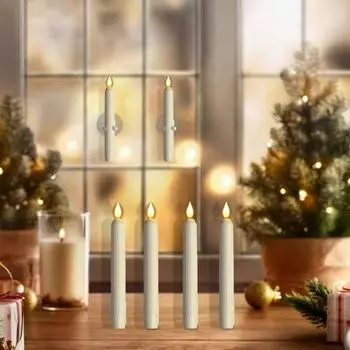 Yousheng светодиодная беспламенная коническая свеча-окошко с датчиком, таймером от заката до рассвета, электрическая свеча с присоской для рождественской вечеринки, свадьбы, декора 1pc