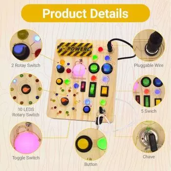 Yousheng светодиодный выключатель света, игровая доска для малышей, выключатель света, управление, деревянная доска, мелкая моторика, образовательная обучающая деятельность для детей, игровая доска, игрушка A