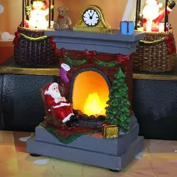 Yousheng светящаяся фигурка Санта-Клауса смоляная рождественская настольная статуэтка праздничный камин Санта-Клаус украшение с теплым освещением для домашнего декора Santa Claus