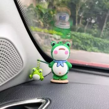 Yousheng светящаяся лягушка автомобильный орнамент мультяшная мини лягушка очаровательное зеркало заднего вида украшение светящийся в темноте декор салона автомобиля домашний офис декор подарок A