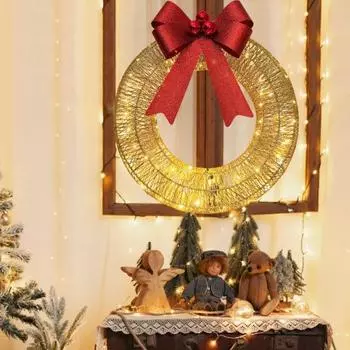 Yousheng светящийся рождественский венок, украшение, большой рождественский венок с красным бантом для входной двери, окна, крыльца, праздничного декора красный