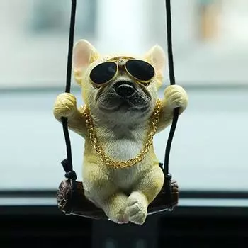 Yousheng Swing Bulldog подвесное украшение зеркало заднего вида автомобиля реалистичная собака подвесное украшение смоляная фигурка животного подвеска аксессуары для салона автомобиля G