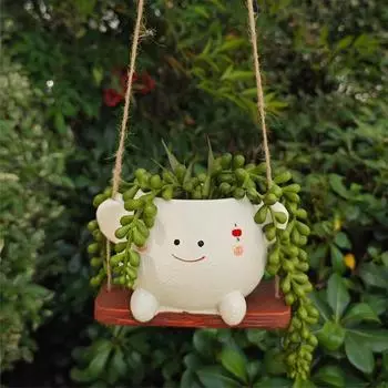 Yousheng качели улыбающееся лицо горшок для цветов смоляная фигурка устойчивый к атмосферным воздействиям в помещении и на открытом воздухе овощные травы сочный цветочный горшок домашний балкон украшение сада A