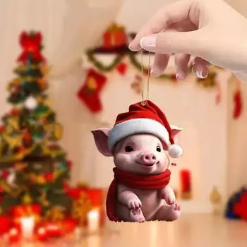 Yousheng Swinging Cat Car Mirror Hanging Decoration Wearing Christmas Hat Car Cubot Decoration Acrylic Universal Car Interior Accessories K