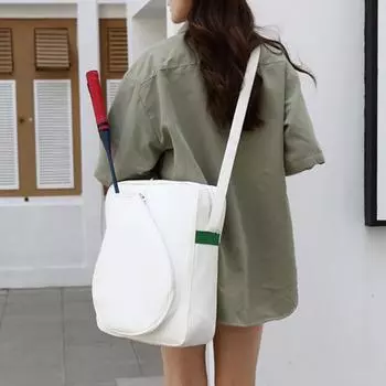 Yousheng Tennis Bag Tennis Sling Crossbody Bag Large Capacity Faux Leather Racket Bag for Badminton Pickleball Racquets белый