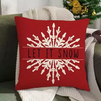 Yousheng Throw Pillowcase Christmas Style Cartoon Gnome Snowflake Pattern Hidden Zipper Fade-resistant Pillowcase