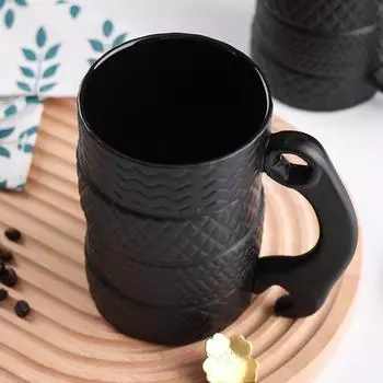 Yousheng Tire Cup Новинка, керамическая кружка в форме гаечного ключа и шины, удобная ручка, прочная конструкция, большая емкость для горячих и холодных напитков A